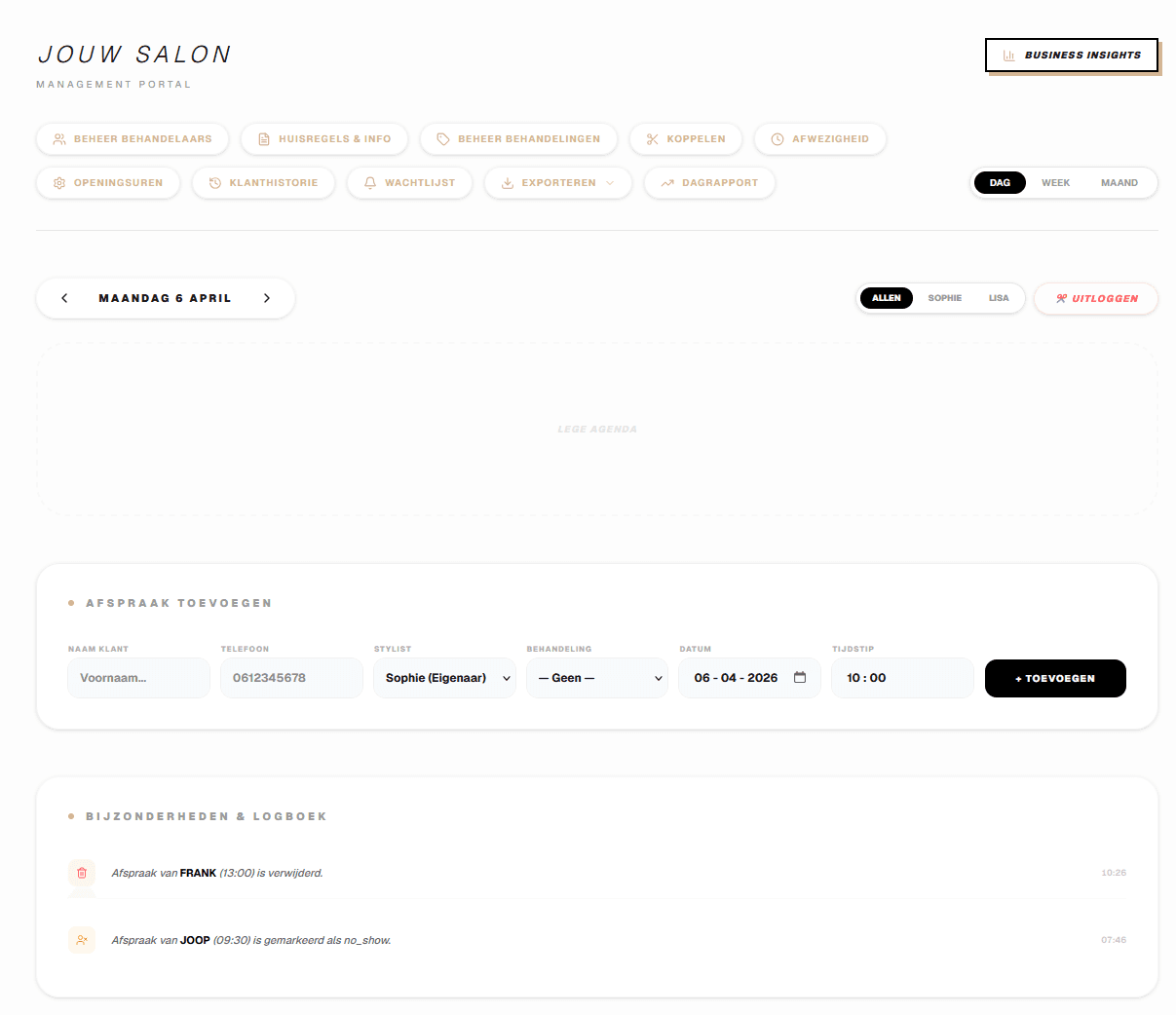 Knipplanner dashboard